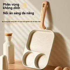 Bữa sáng ba trong một Chảo chiên trứng bít tết bánh mì kẹp thịt