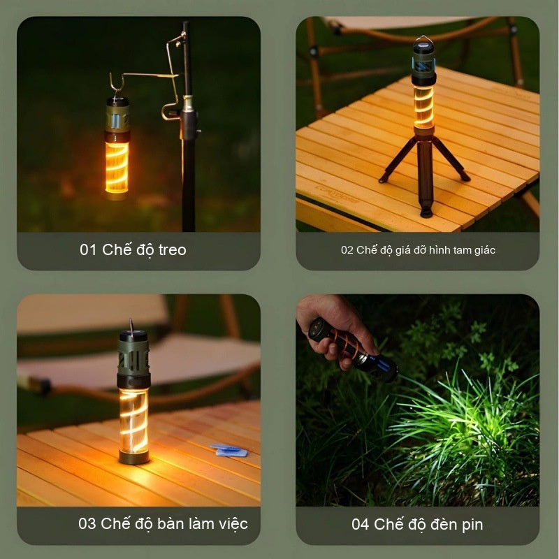 Đèn cắm trại chống muỗi ngoài trời đa chức năng Type-C sạc dài độ bền từ tính hút đèn khí quyển tam