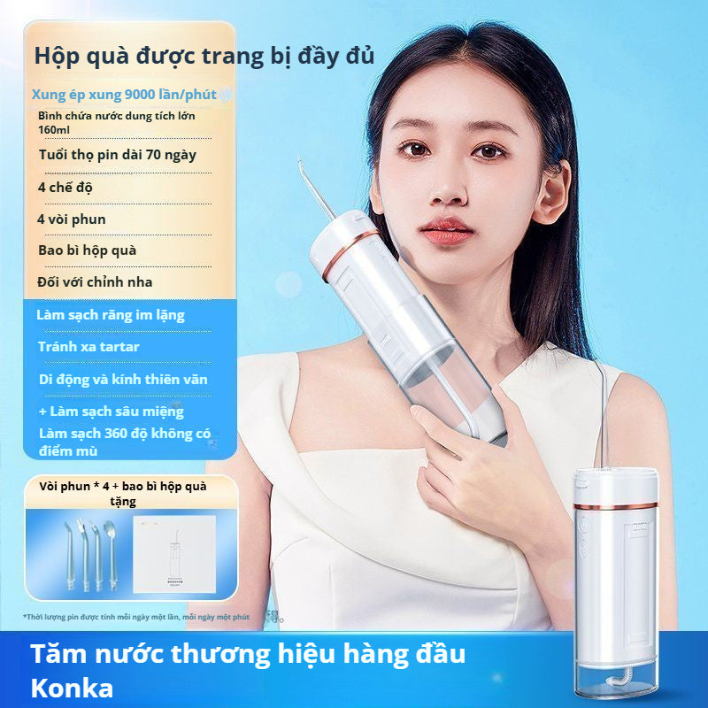 Tăm nước cao cấp  Konka tăm nước rửa răng di động dùng chỉ nha khoa gia đình chỉnh nha chuyên dụng làm sạch