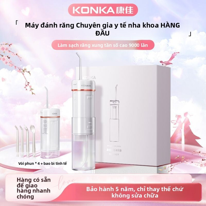 Tăm nước cao cấp  Konka tăm nước rửa răng di động dùng chỉ nha khoa gia đình chỉnh nha chuyên dụng làm sạch