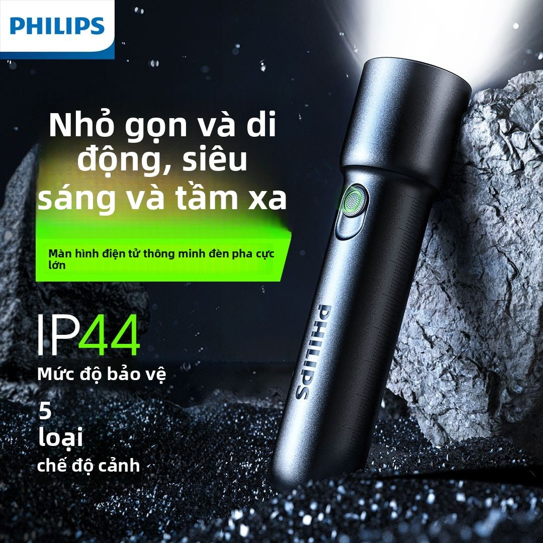 Đèn pin Philips ánh sáng mạnh siêu sáng có thể sạc siêu dài độ bền gia đình ngoài trời di động laser