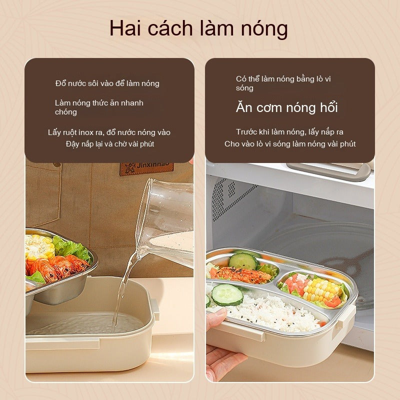 Hộp cơm giữ nhiệt 316 Hộp cơm trưa dành riêng cho sinh viên Hộp cơm trưa bằng thép không gỉ Nhân viê