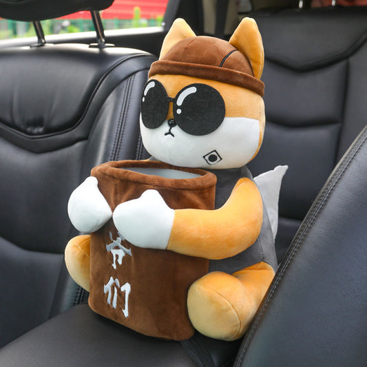 Hộp khăn giấy thùng rác xe sáng tạo hộp tay vịn xe 2 trong 1