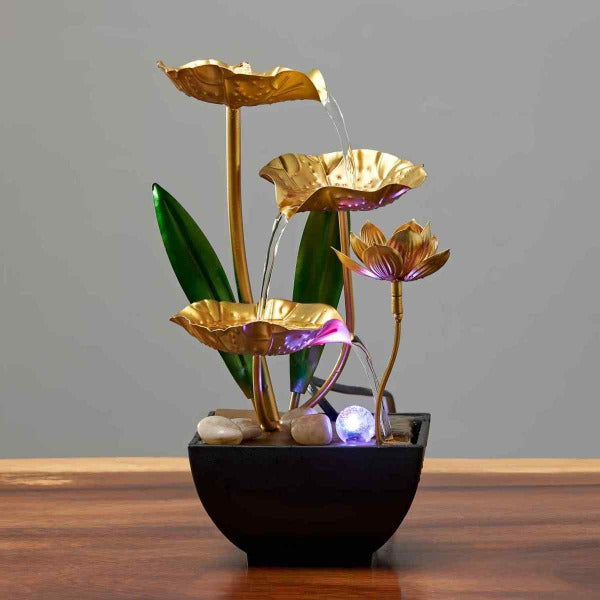 Thác nước Trang trí nước chảy lá sen nhỏ may mắn phong thủy máy tạo độ ẩm văn phòng máy tính để bàn giải nén t