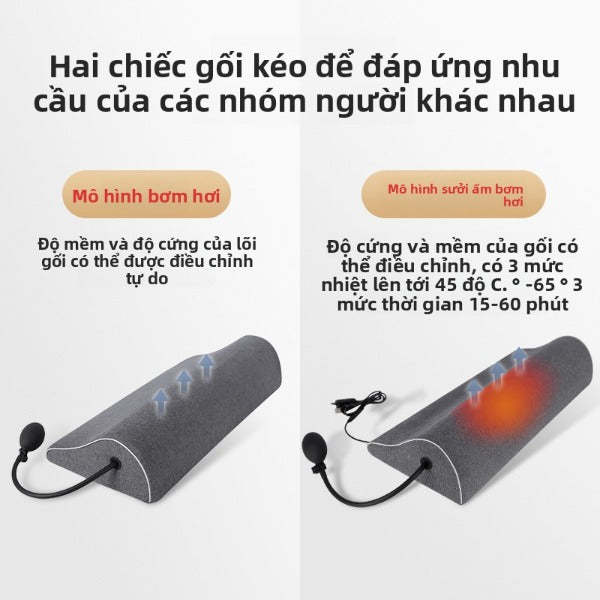 Gối cột sống cổ kéo gối bông tinh khiết cho người già nén nóng bơm hơi đa chức năng bộ nhớ bông gối lõi gối cổ