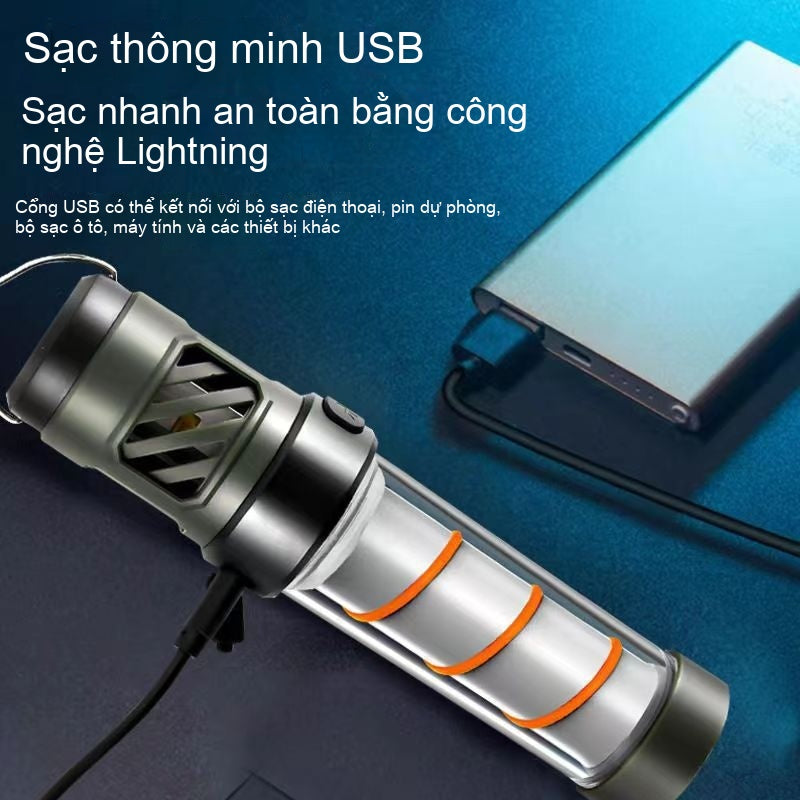 Đèn cắm trại chống muỗi ngoài trời đa chức năng Type-C sạc dài độ bền từ tính hút đèn khí quyển tam