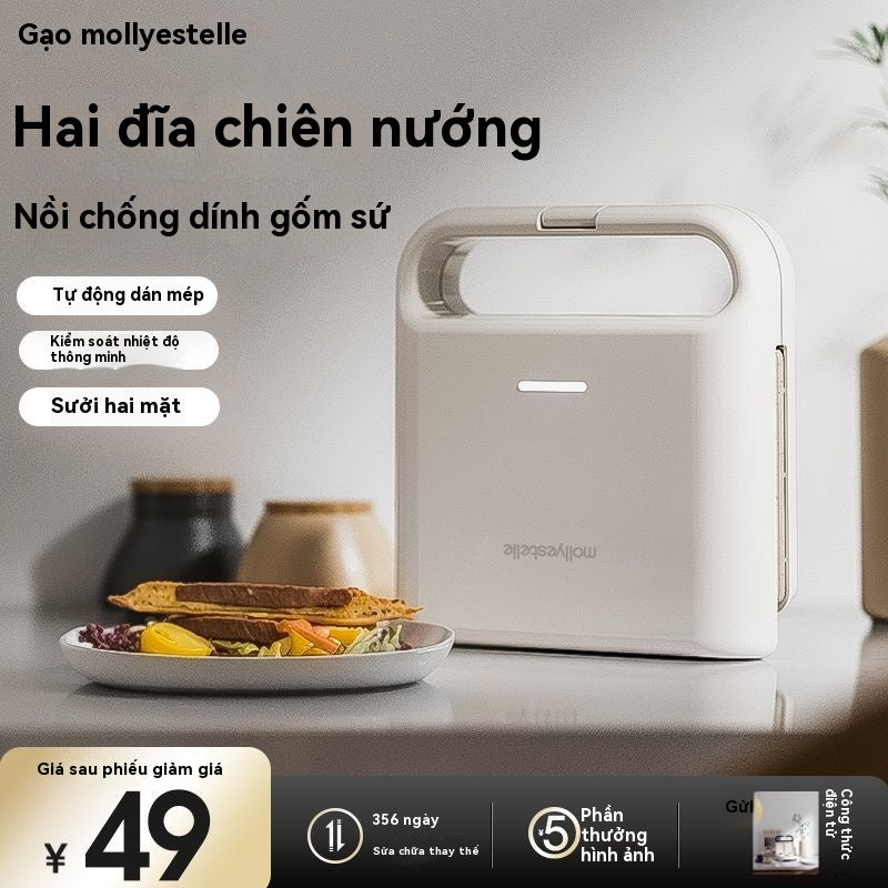 Máy ăn sáng bánh sandwich đĩa đôi mollyestelle Máy làm bánh mì nhỏ