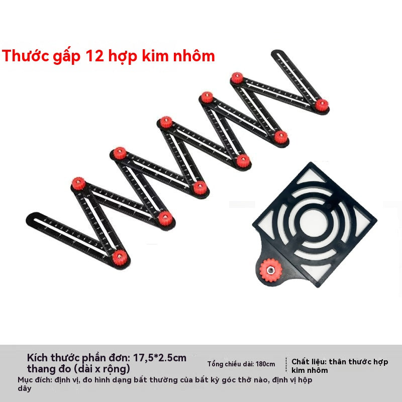 Thước  Đa chức năng sáu gấp thước vạn hướng định vị hợp kim nhôm