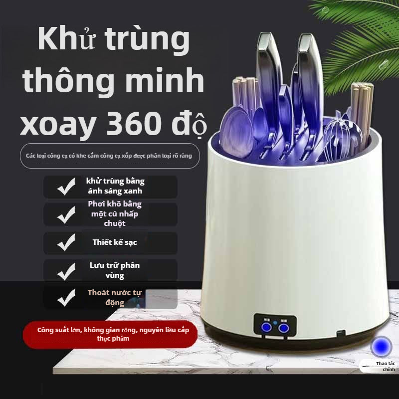 Khử trùng giá đỡ dao xoay giá đỡ đũa đa chức năng thìa ống bếp mặt bàn giá đỡ dao làm bếp lồng đũa đ