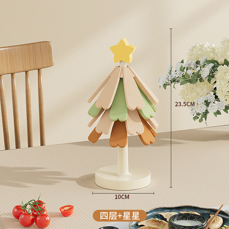 Miếng lót bàn Giáng sinh cây nhỏ cách nhiệt thảm sáng tạo chống nóng silicone bàn thảm một cây cố