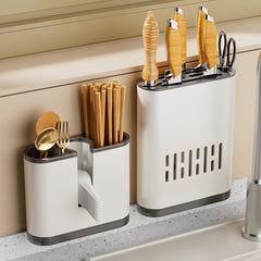 Giá đỡ dao màu trắng không cần đục lỗ dao treo tường lưu trữ đũa nhà bếp hộp lồng dao giá đỡ dao nhà