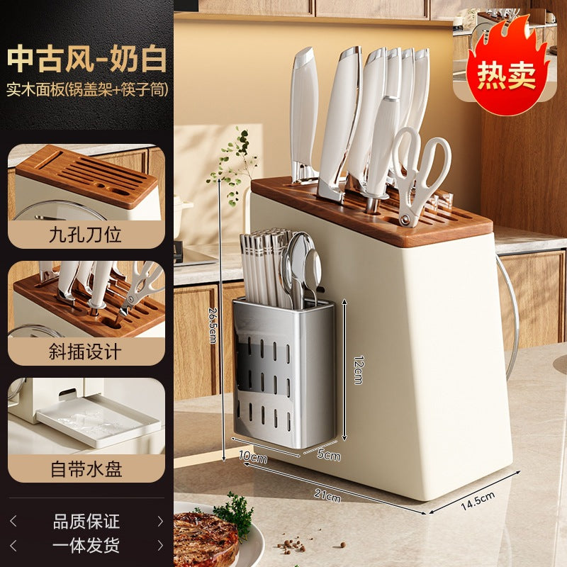 Kệ giá đỡ dao Mặt bàn nhà bếp đa chức năng dụng cụ gỗ rắn giá lưu trữ giá đỡ dao gia dụng giá đỡ chố