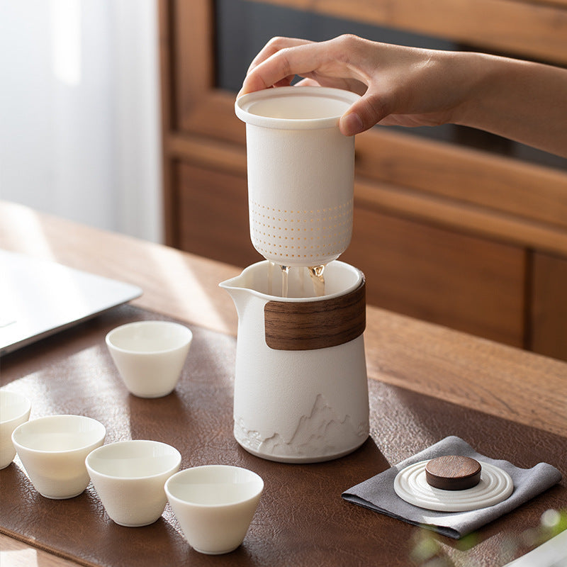 Bộ trà du lịch Ningxuan di động cốc khách hàng nhanh gia đình bình thủy tinh công ty quà tặng bộ trà