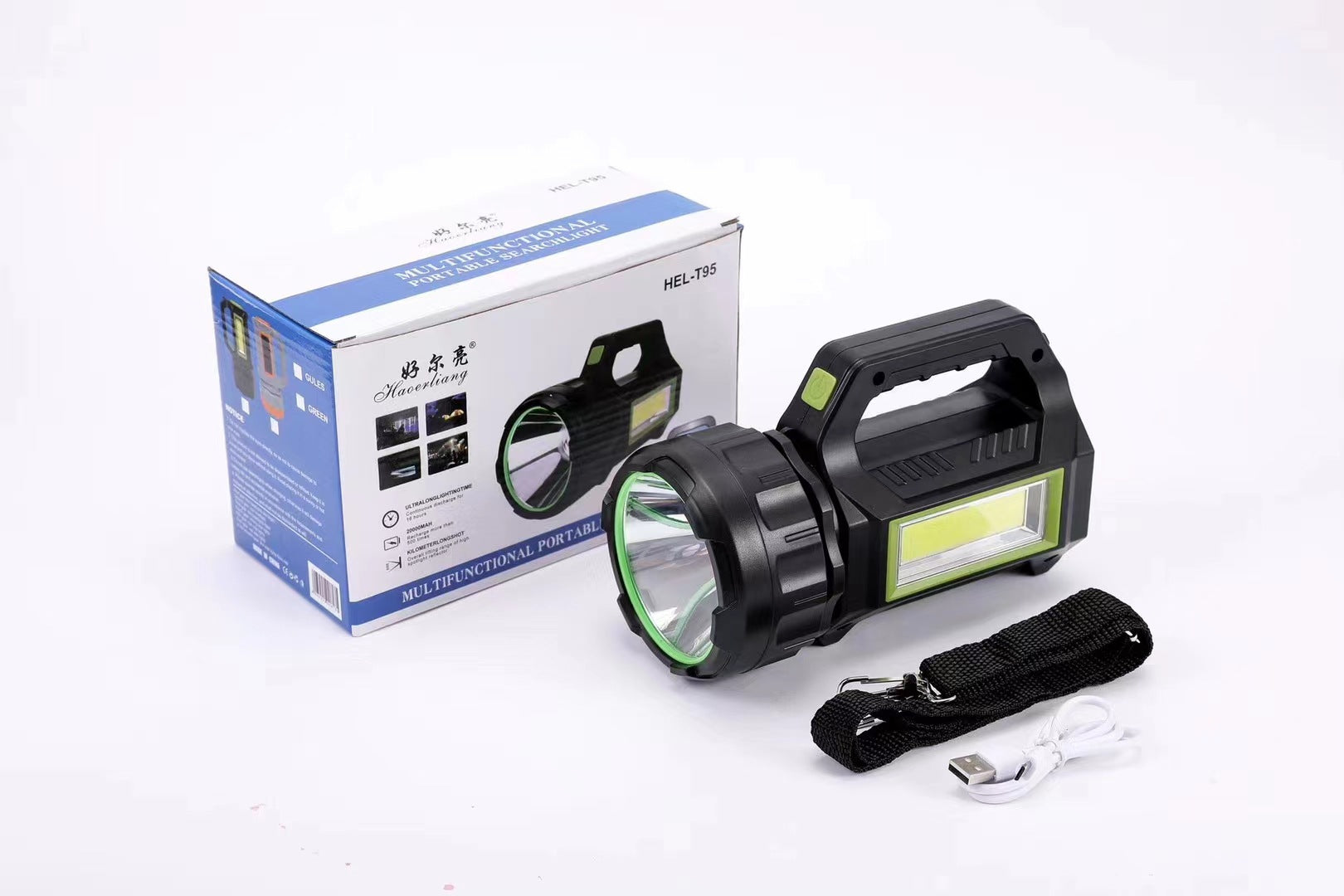 Đèn pin USB năng lượng mặt trời phiêu lưu ngoài trời sạc đèn xách tay đèn pha đa chức năng đèn báo