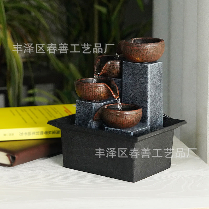 Thác nước chảy trang trí văn phòng phong thủy trang trí bàn làm việc đài