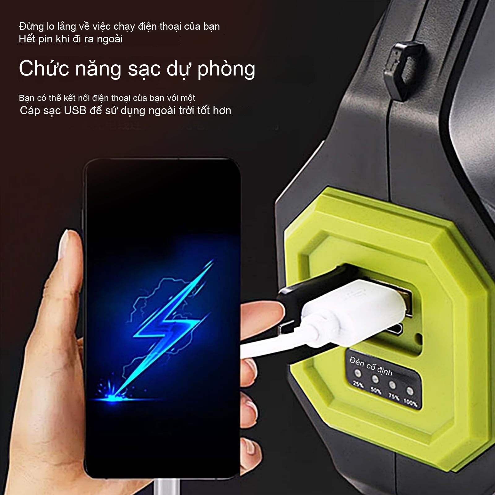 Đèn pin USB năng lượng mặt trời phiêu lưu ngoài trời sạc đèn xách tay đèn pha đa chức năng đèn báo