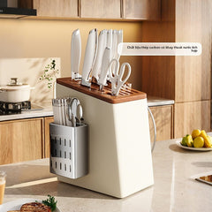 Kệ giá đỡ dao Mặt bàn nhà bếp đa chức năng dụng cụ gỗ rắn giá lưu trữ giá đỡ dao gia dụng giá đỡ chố
