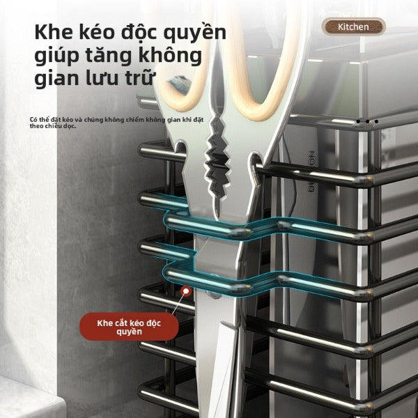 giá đỡ dao 304 thép không gỉ  giá đỡ nhà bếp kệ gia đình mặt bàn đặt đũa dao một mảnh giá lưu trữ tre
