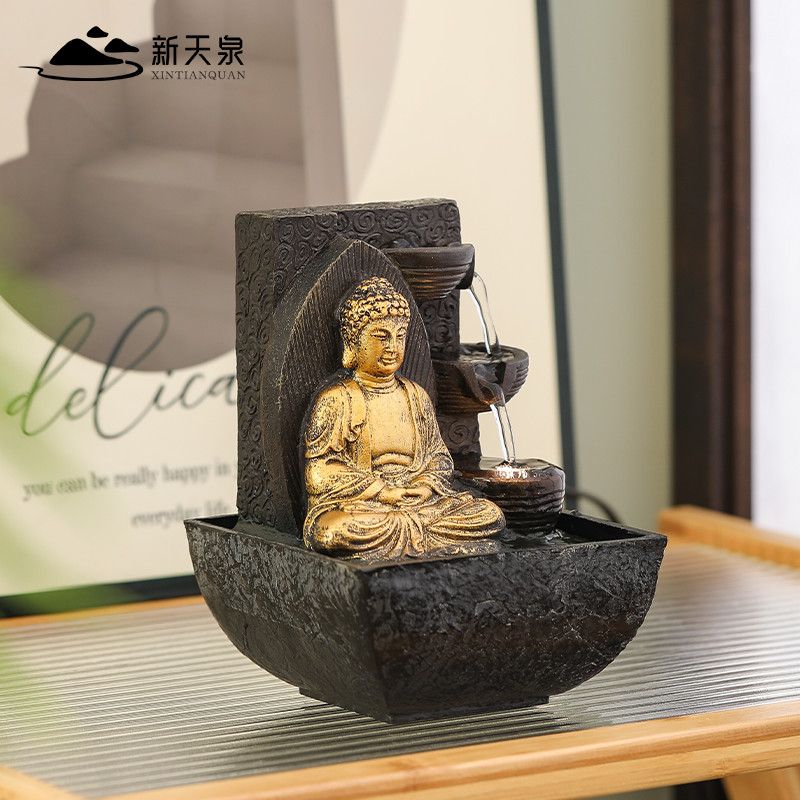 Thác nước Kiếm tiền chảy nước trang trí tuần hoàn nước sinh tiền phòng khách tủ TV bàn đài phun nước trang trí