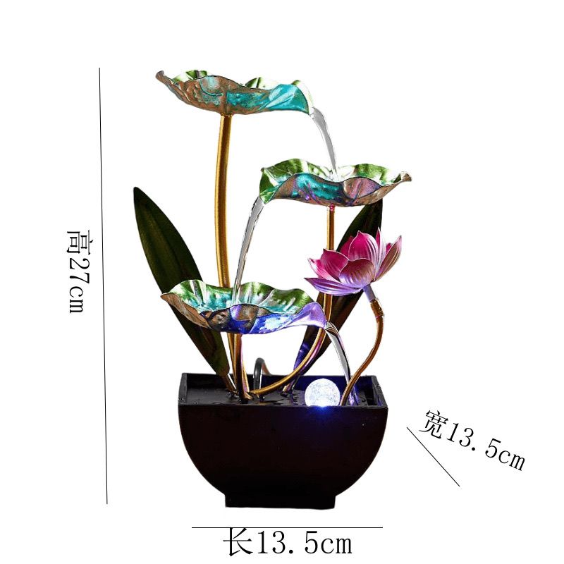 Thác nước chảy trang trí phòng khách gia đình hoa sen chu kỳ nhỏ làm ẩm kiếm tiền văn