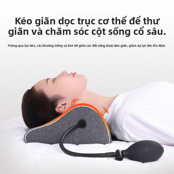 Gối cột sống cổ kéo gối bông tinh khiết cho người già nén nóng bơm hơi đa chức năng bộ nhớ bông gối lõi gối cổ