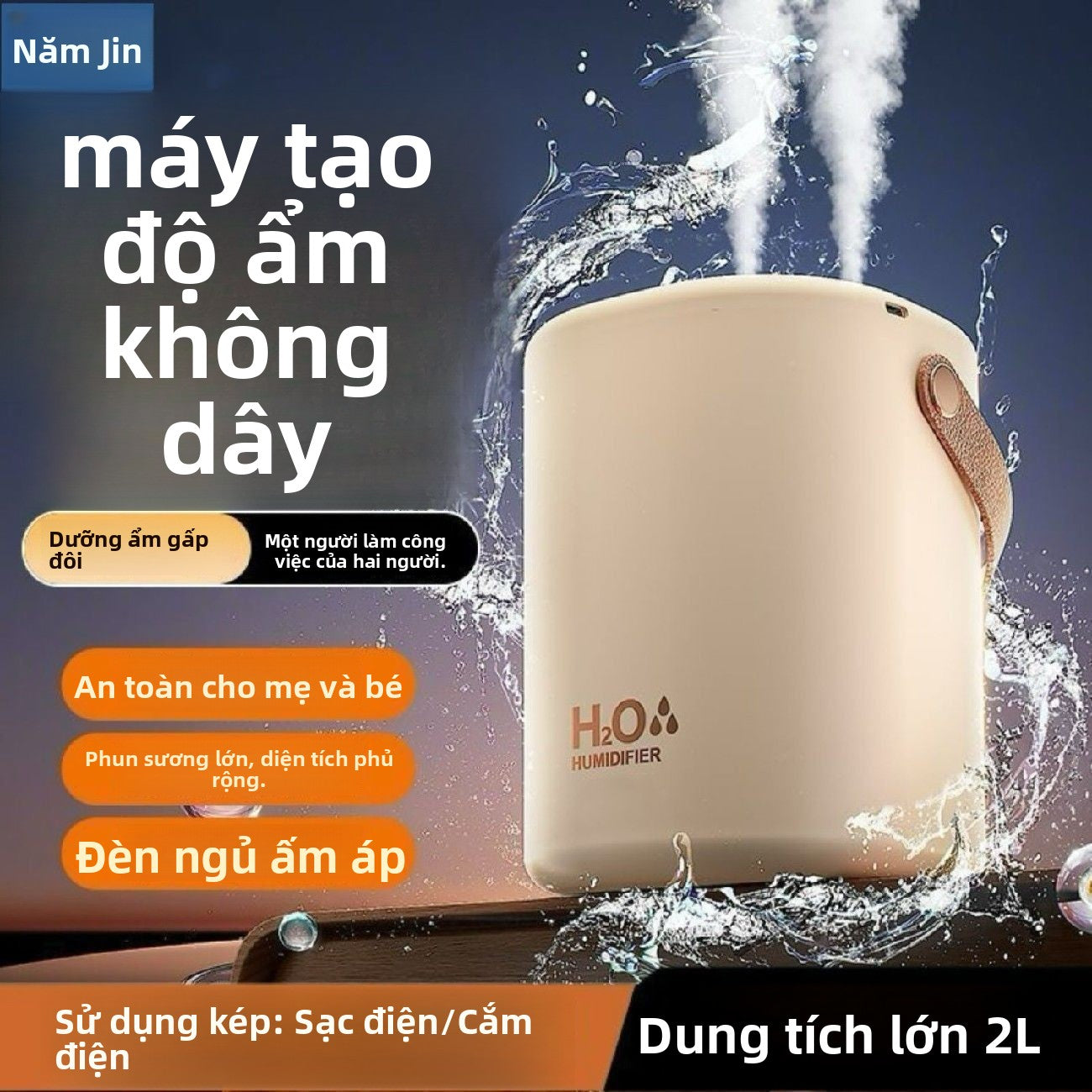 Máy tạo độ ẩm USB phòng ngủ gia đình im lặng phụ nữ mang thai phòng ngủ trẻ sơ sinh làm sạch không k