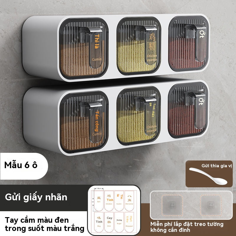 Hộp gia vị Tiểu Mộc treo tường hộp gia vị nhà bếp