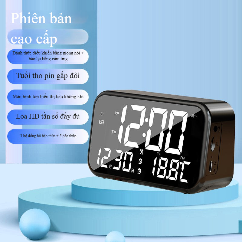 Loa Bluetooth đa chức năng đồng hồ báo thức loa siêu trầm không dây đồng hồ