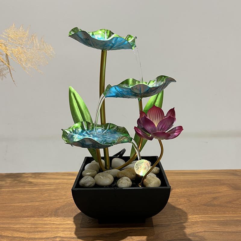 Thác nước chảy trang trí phòng khách gia đình hoa sen chu kỳ nhỏ làm ẩm kiếm tiền văn