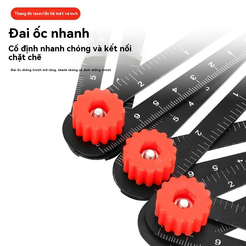 Thước  Đa chức năng sáu gấp thước vạn hướng định vị hợp kim nhôm
