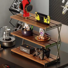 Bàn máy tính có thể gập lại bàn ba tầng giá đỡ bàn nhỏ di động sắp xếp kệ lưu trữ đa chức năng trong