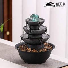 Thác nước thần tài phong thủy cầu chiêu tài phong thủy bánh xe tuần hoàn nước mở cửa