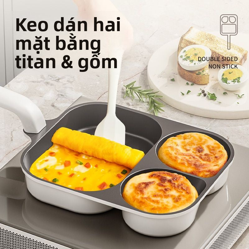 Chảo ăn sáng titan đa chức năng gia đình trứng hamburger đáy phẳng không dính nồi chiên trứng cổ v