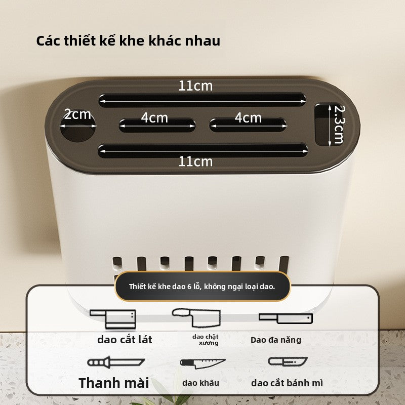 Giá đỡ dao màu trắng không cần đục lỗ dao treo tường lưu trữ đũa nhà bếp hộp lồng dao giá đỡ dao nhà