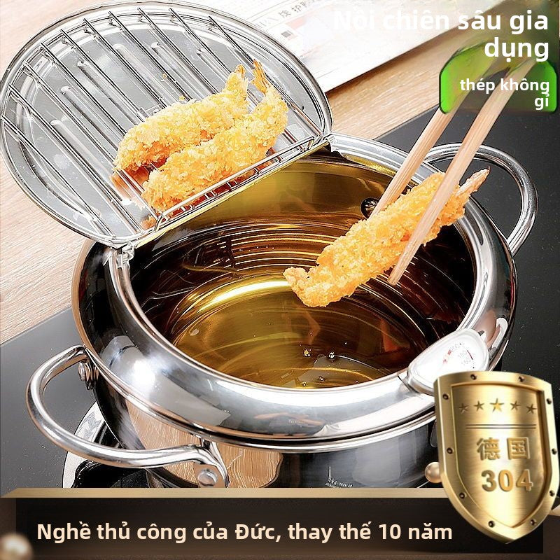 Nồi chiên 304 thép không gỉ Tempura nồi chiên gia đình nồi chiên nhỏ kiểm soát nhiệt độ lò điện từ nồi khô