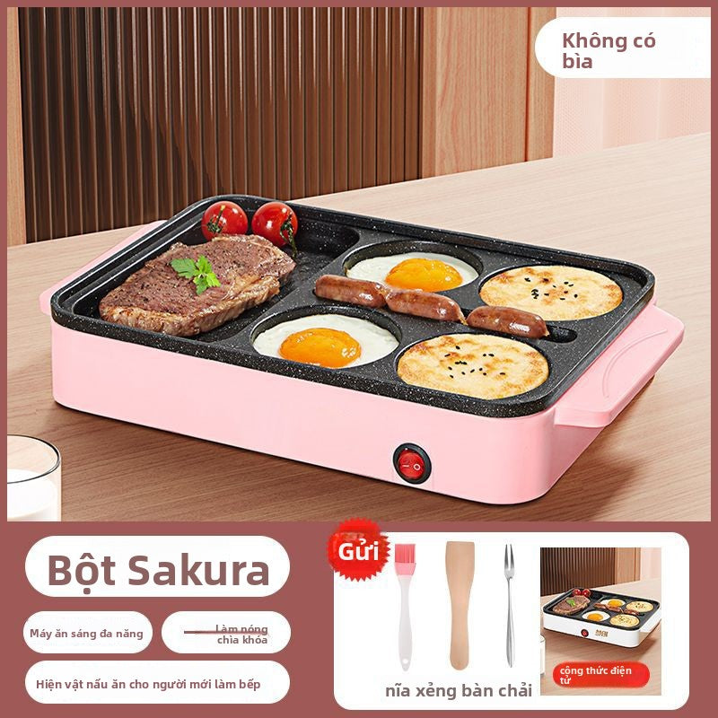 Máy làm bánh mì kẹp thịt trứng chiên không dính chảo chiên cắm điện gia đình ăn sáng bánh kếp chảo b