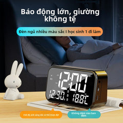 Loa Bluetooth đa chức năng đồng hồ báo thức loa siêu trầm không dây đồng hồ