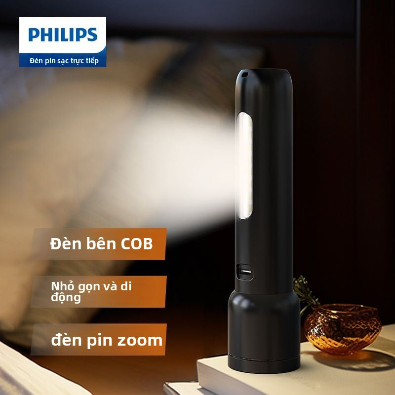 Đèn pin Philips ánh sáng mạnh siêu sáng có thể sạc siêu dài độ bền gia đình ngoài trời di động laser