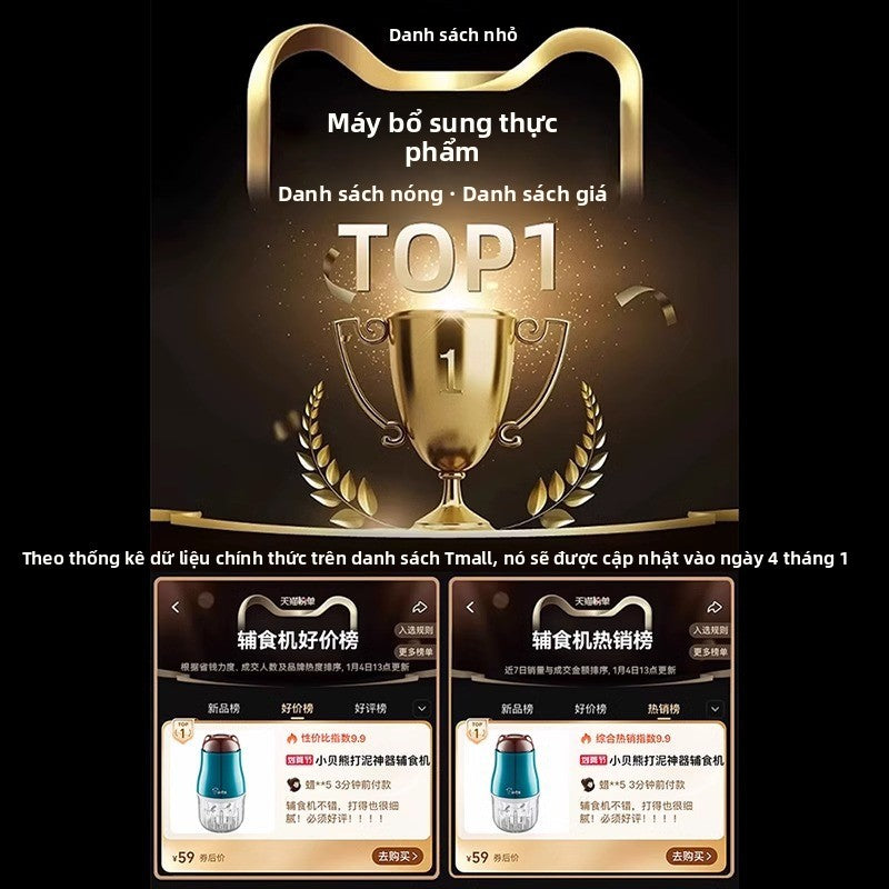 Máy  xay thực phẩm bổ sung gấu Xiao Bei, bộ dụng cụ thực phẩm bổ sung cho bé, đồ tạo tác mài bùn, máy thự