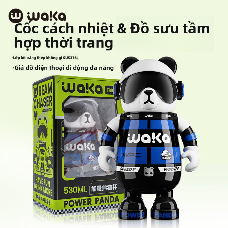 bình giữ nhiệt  Waka Panda 316 thép không gỉ nam nữ bình nước giá trị cao trẻ em ống hút cốc thủy tri
