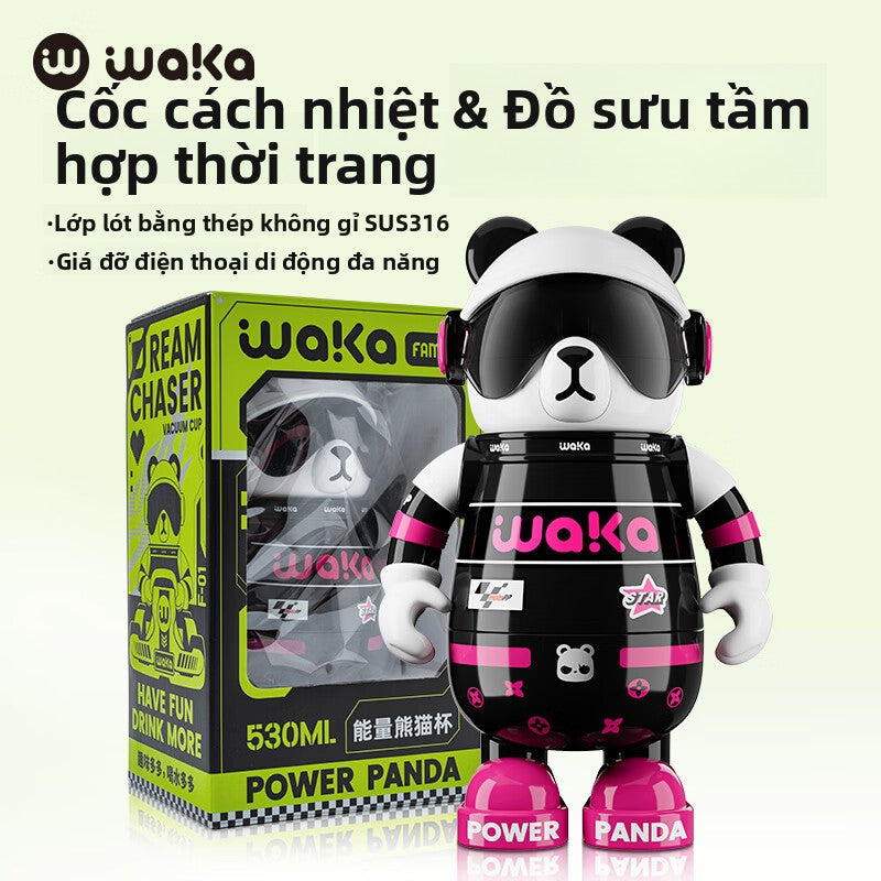 bình giữ nhiệt  Waka Panda 316 thép không gỉ nam nữ bình nước giá trị cao trẻ em ống hút cốc thủy tri