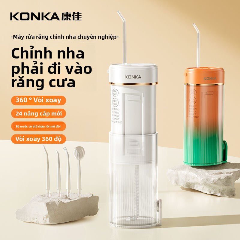 Tăm nước cao cấp  Konka tăm nước rửa răng di động dùng chỉ nha khoa gia đình chỉnh nha chuyên dụng làm sạch