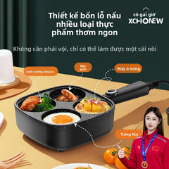 Nồi chiên ăn sáng đa chức năng gia đình bốn lỗ cắm điện không dính nồi chiên trứng rán đáy phẳng bán