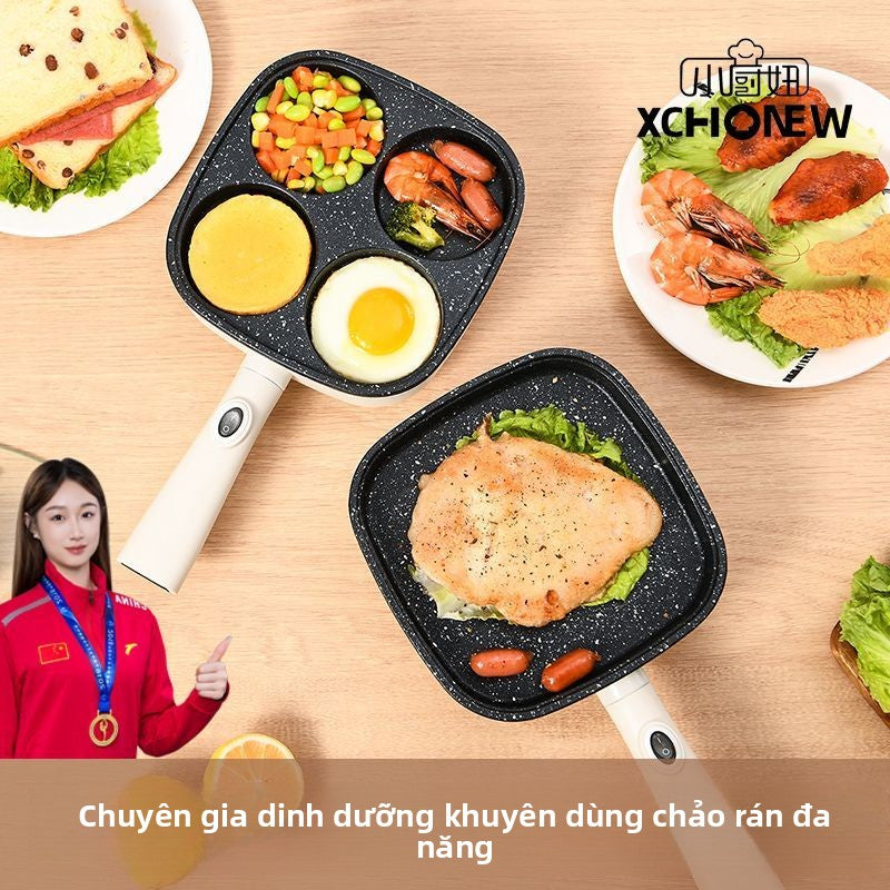 Nồi chiên ăn sáng đa chức năng gia đình bốn lỗ cắm điện không dính nồi chiên trứng rán đáy phẳng bán