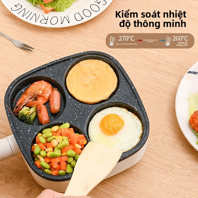 Nồi chiên ăn sáng đa chức năng gia đình bốn lỗ cắm điện không dính nồi chiên trứng rán đáy phẳng bán