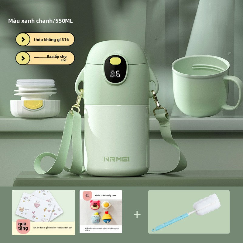 bình giữ nhiệt trẻ em 316 nữ đi học chuyên dụng giá trị màu sắc cao em bé dễ thương ống hút bình nướ