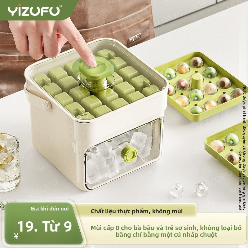 hộp làm đá gia đình tủ lạnh công suất lớn lưu trữ đá tự làm vuông đá viên khuôn đá viên cấp thự