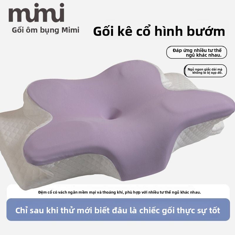 Gối bảo vệ cột sống cổ  giúp ngủ chậm phục hồi kéo gối nhớ gối bông gối bướm công thái học đa
