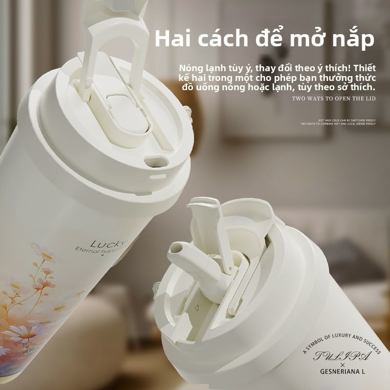 Bình giữ nhiệt bằng gốm Bigcar Cốc cà phê 304 thép không gỉ ống hút giá trị màu sắc cao