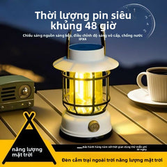 Đèn cắm trại ngoài trời năng lượng mặt trời Đèn ngựa có thể sạc lại Retro siêu dài cắm trại lều khí
